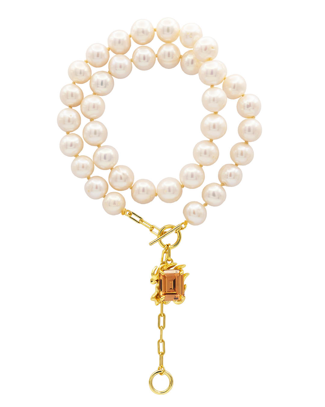 Grand Aloka pärlikaelakee shampanjatooni kiviga kullatud - NRTN_3