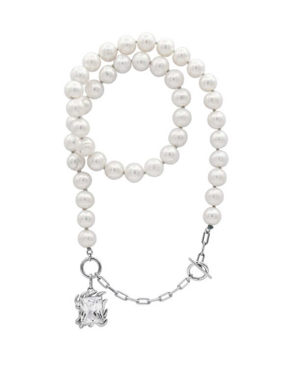 Grand Kyenay Pearl Necklace With Clear Gem