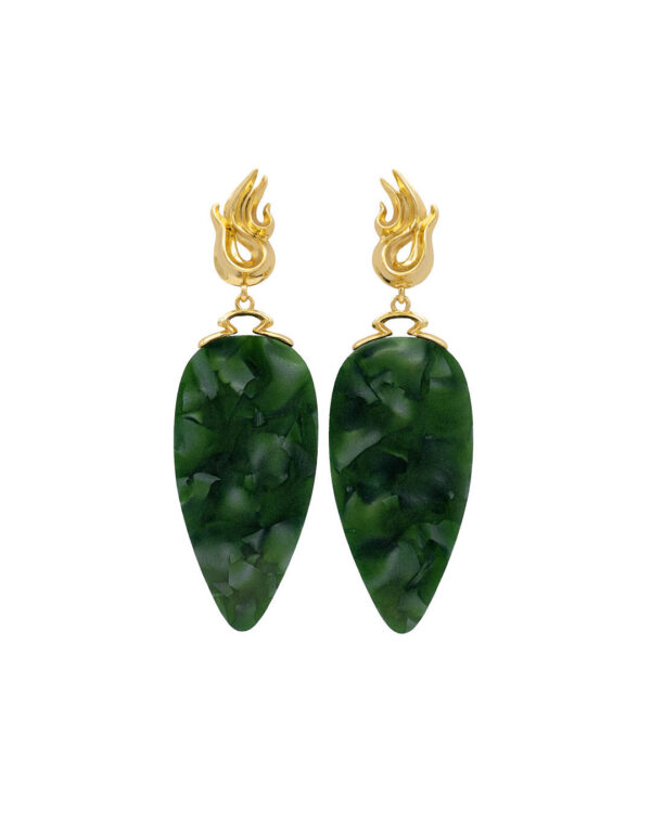 Chönyi Earrings Emerald Pearly Drop Gold