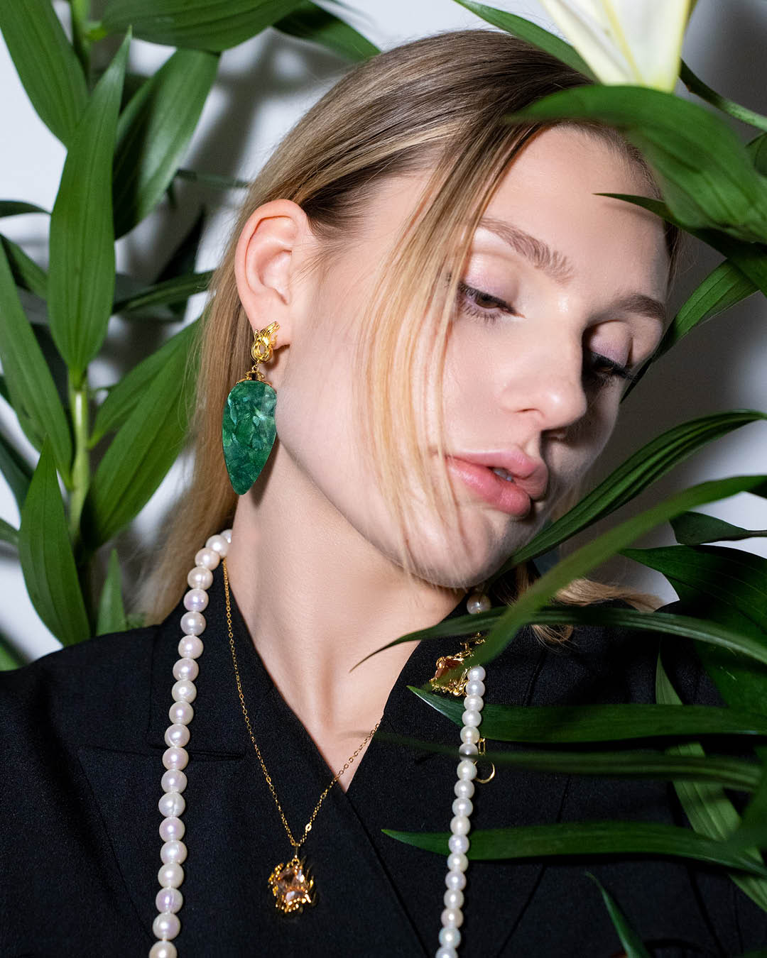 Kõrvarõngad Chönyi Emerald Pearly Drop kullatud - NRTN_3