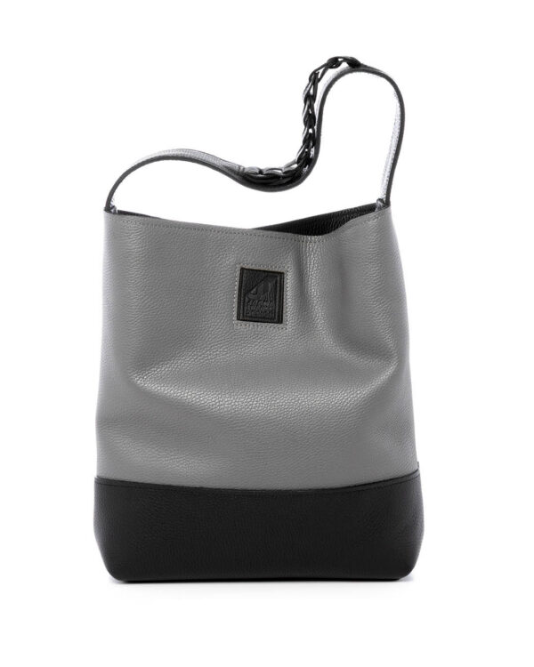 Leather Shoulder Bag Torre Gray-Black