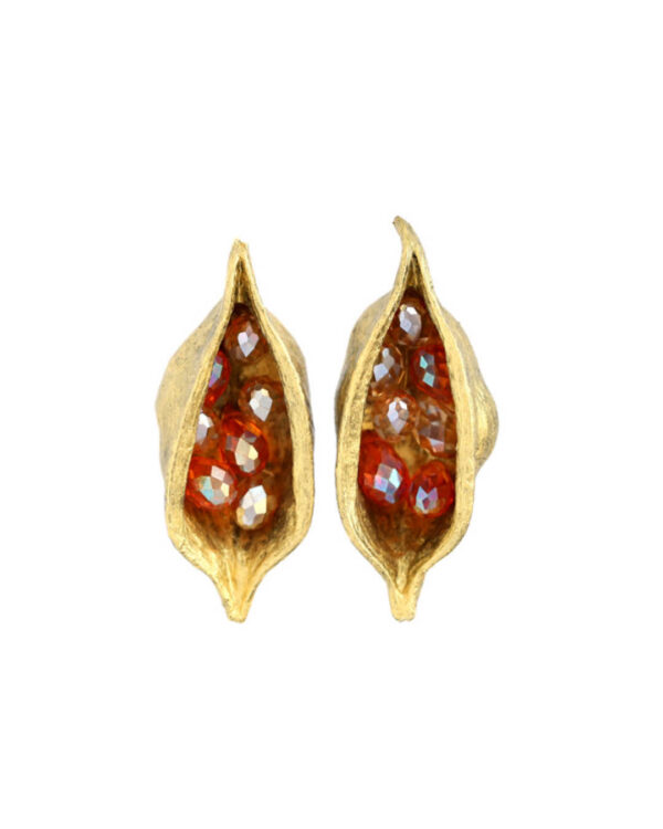 Kristalse kaunvilja kõrvarõngad kuldne/oranz