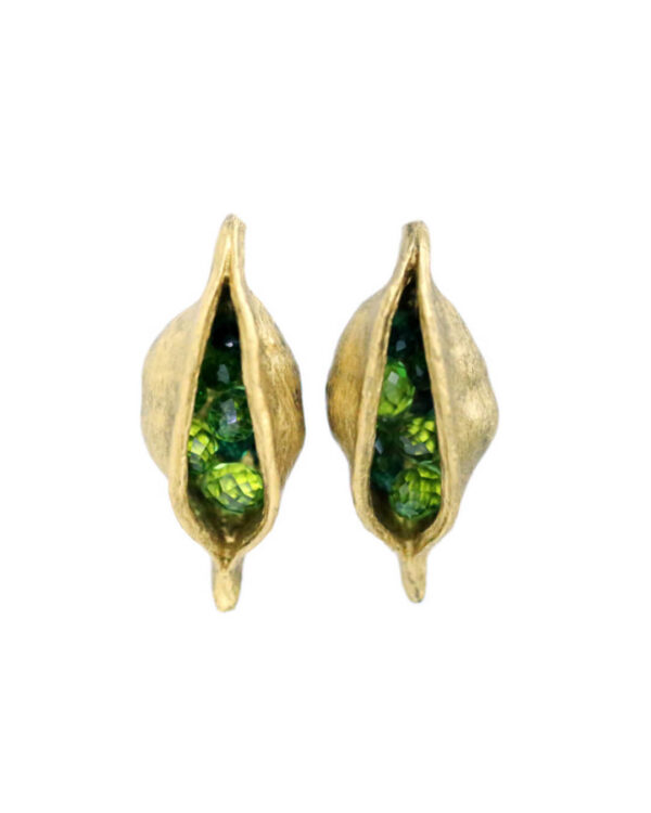 Kristalse kaunvilja kõrvarõngad kuldne/roheline