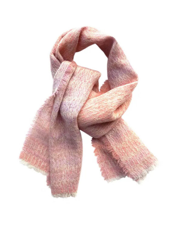 Lühike alpakavilla segu sall DOTS roosa üleminekutooniga