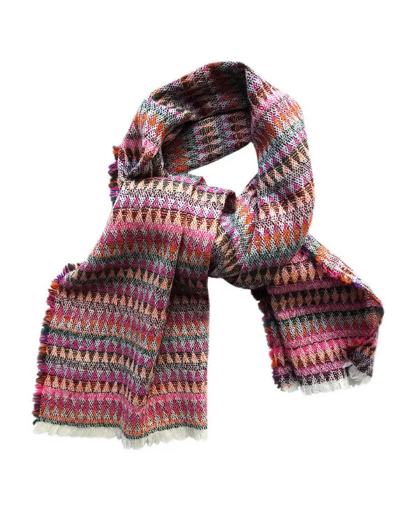 Lühike meriinovilla segu HARLEQUIN sall roosa-oranz-roheline