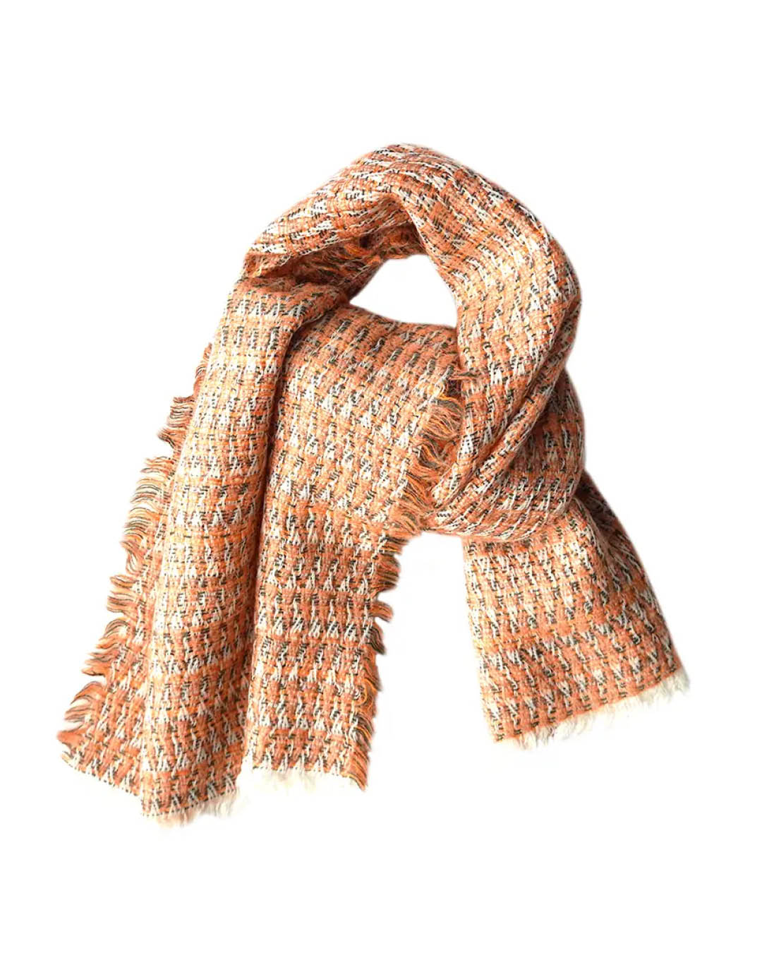 Lühike mohäärivilla segu sall HAZY oranz - Kelpman Textile_