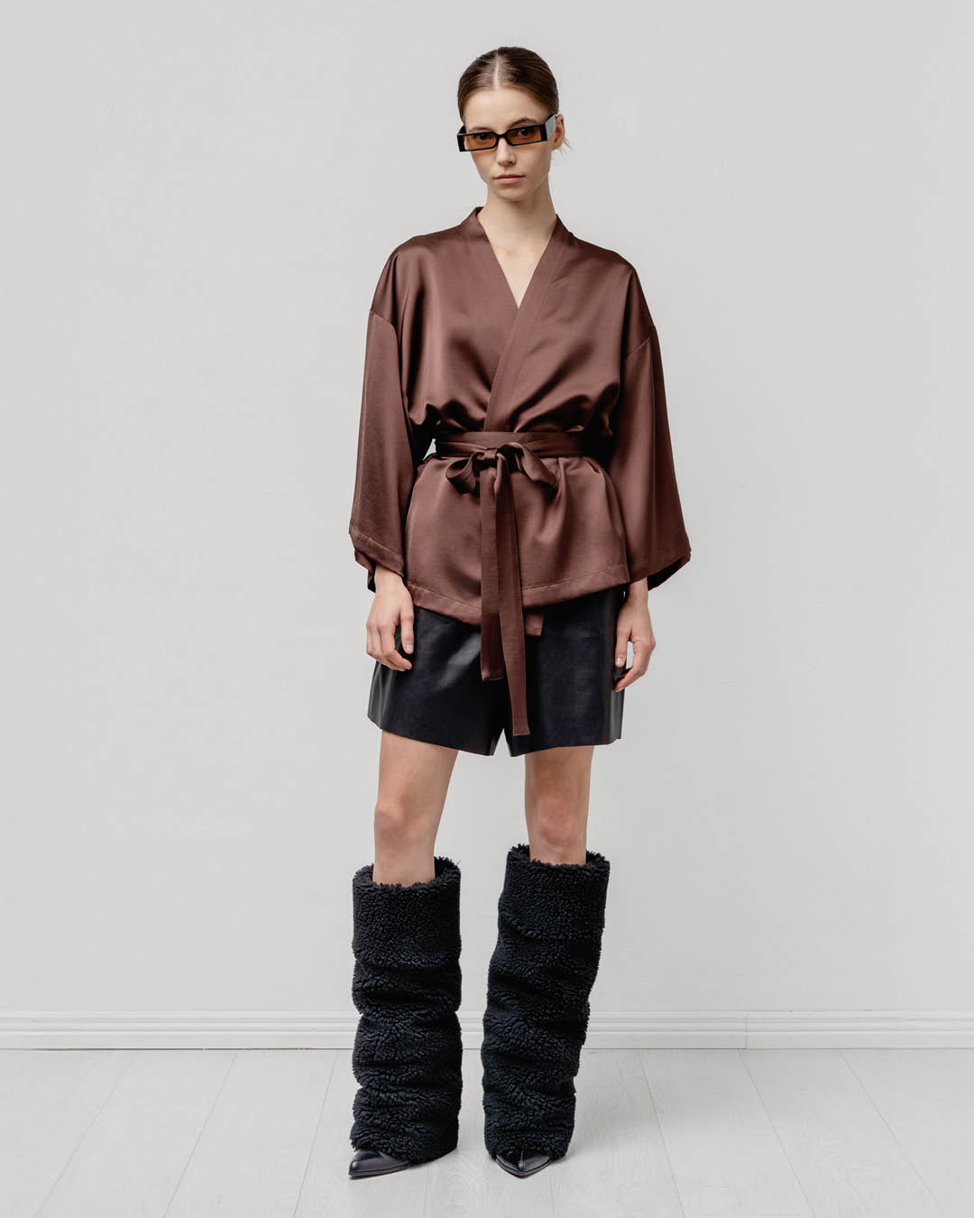 Lühike viskoos kimono Yoko pruun Ellen Richard