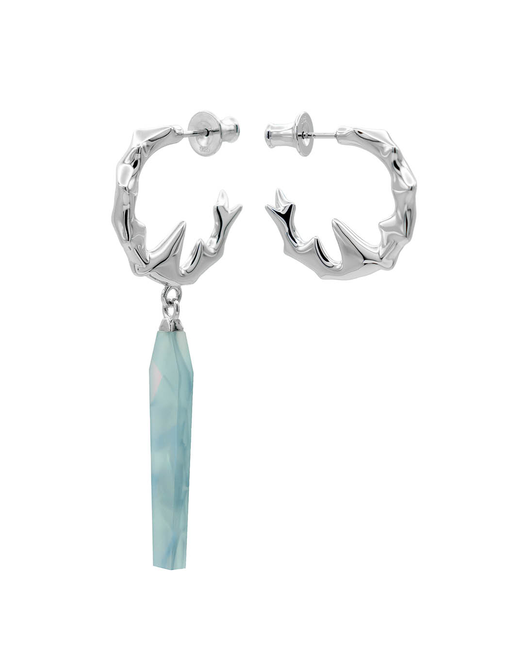 Roodiumkattega asümmeetrilised kõrvarõngad Chikhai merevahusinine ripats_NRTN_