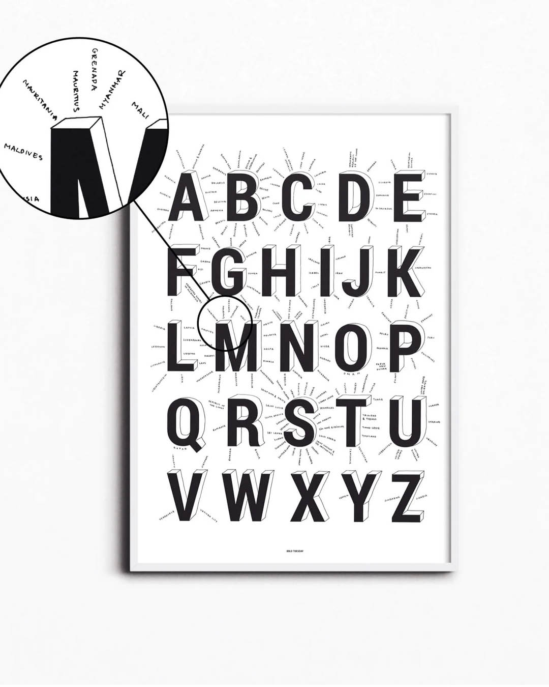 Seinakaart ABC Alphabet of Countries Bold Tuesday 3