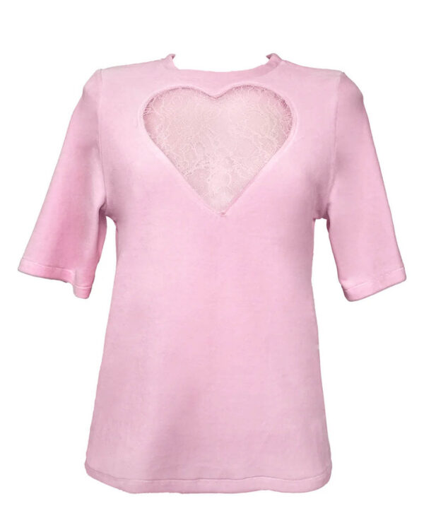 Sametist t-särk Heart roosa