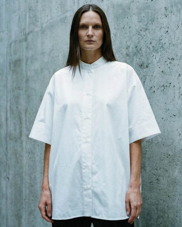 Valge puuvillane särkpluus 3/4 varrukatega