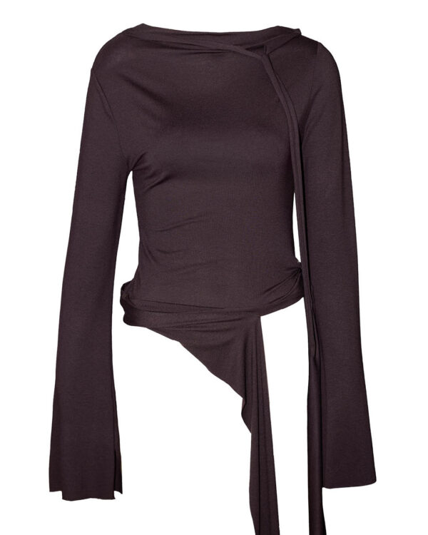 Pika varrukaga pluus Titan pruun